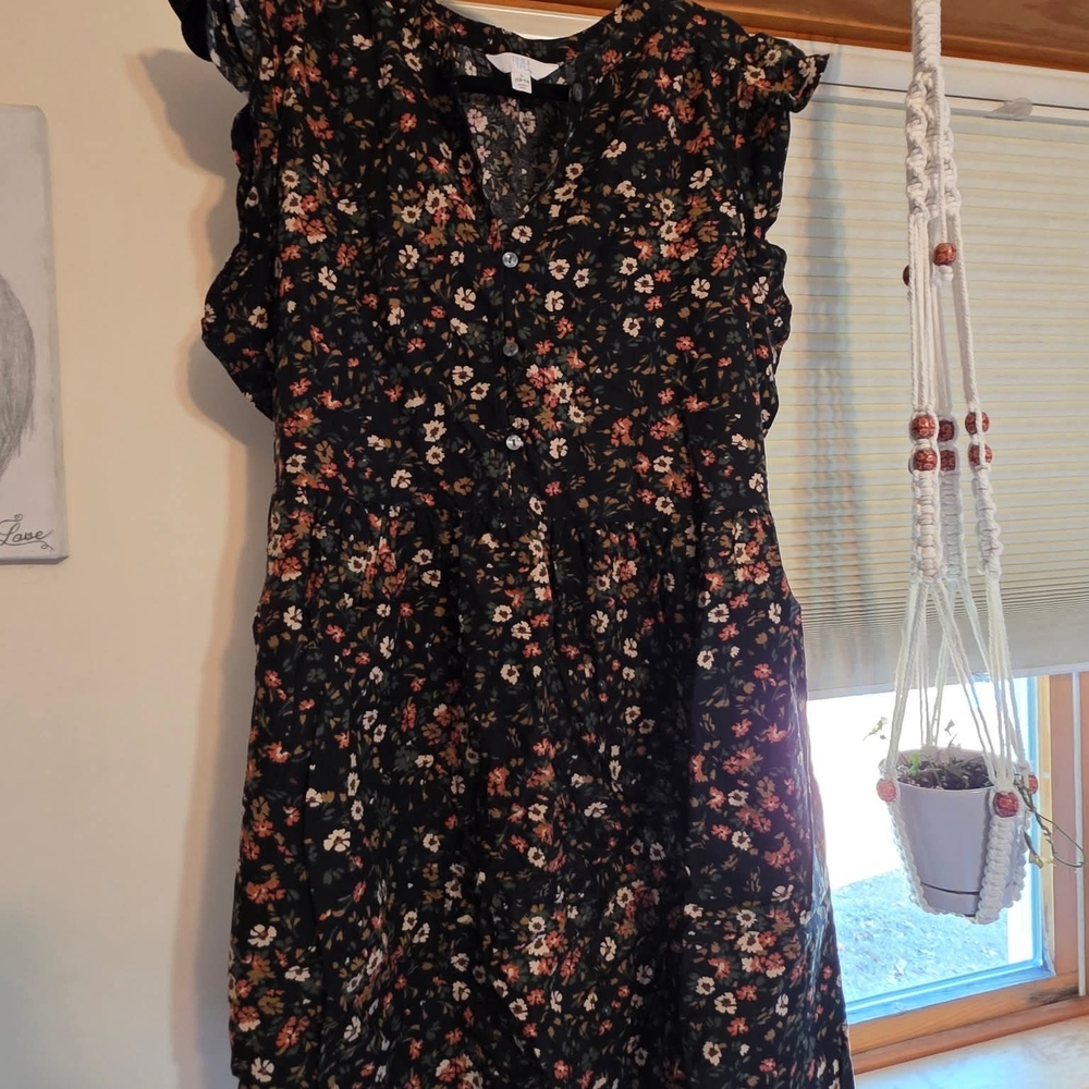 Time and Tru Black Floral Mini Dress